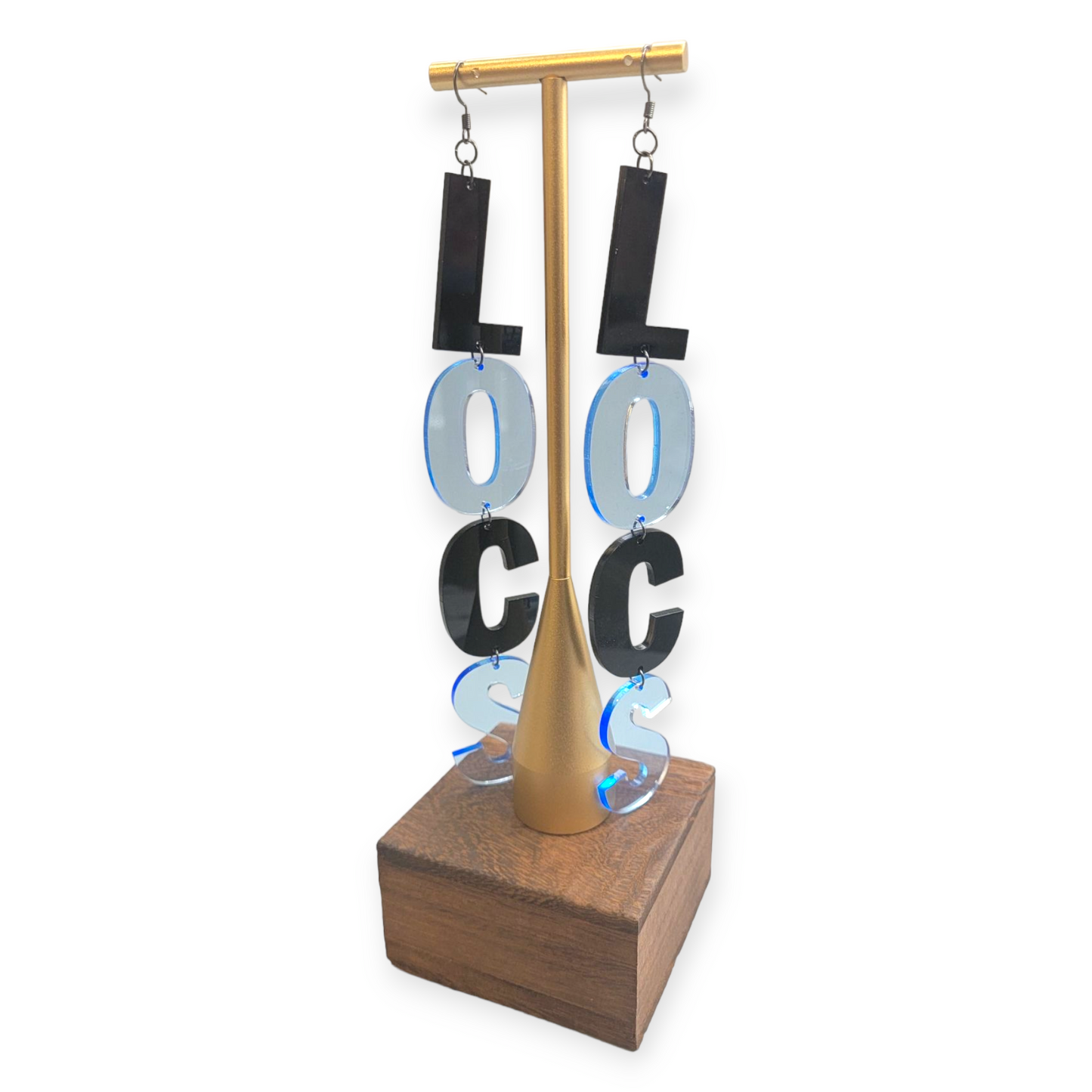 LVS Merch Black & Transparent Blue Arylic Loc Earrings