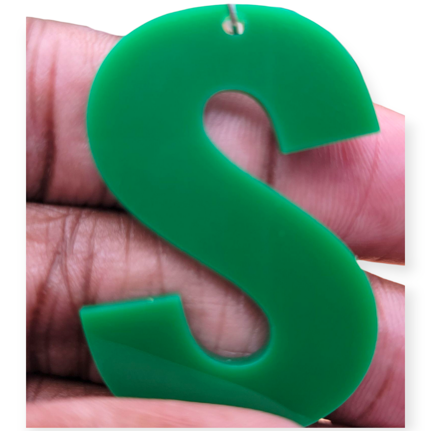 LVS Merch White & Green Arylic Loc Earrings