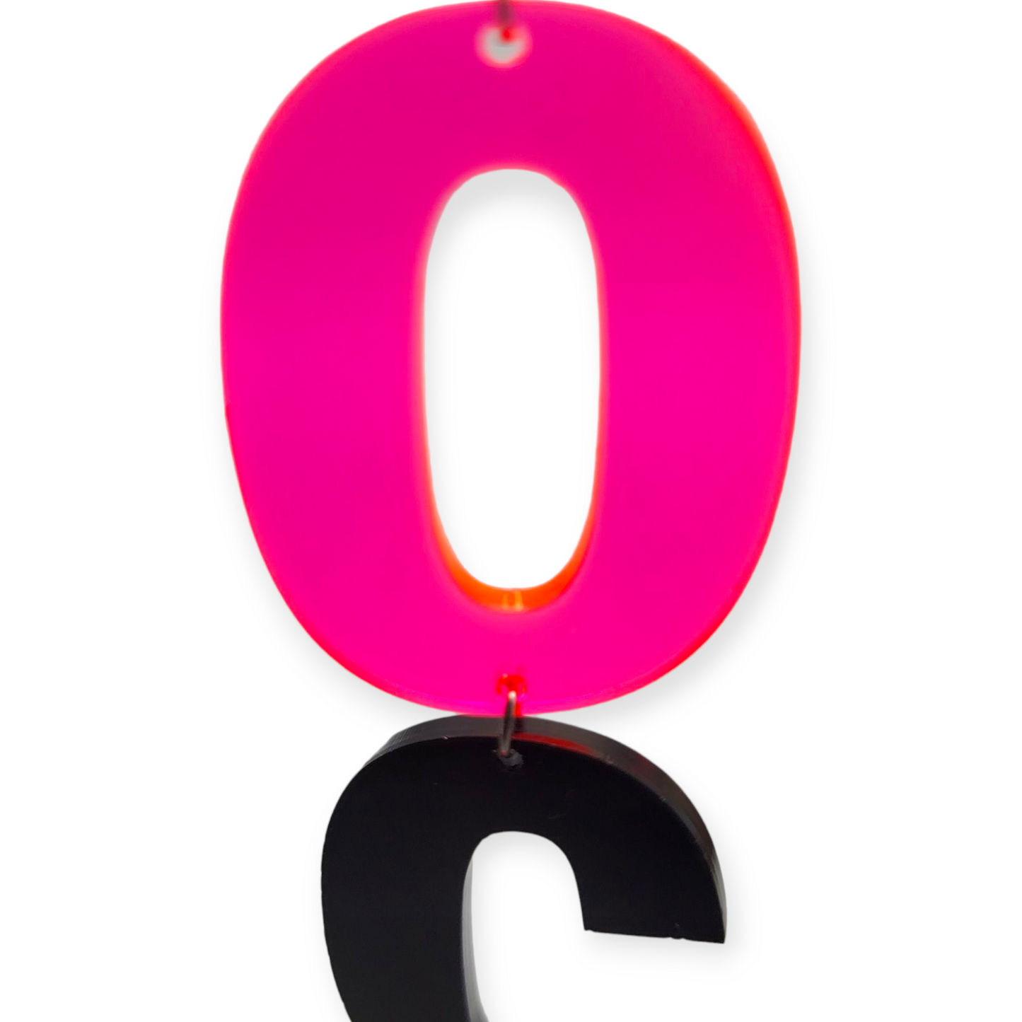 LVS Merch Color Changing Neon Pink/Orange & Black Arylic Loc Earrings
