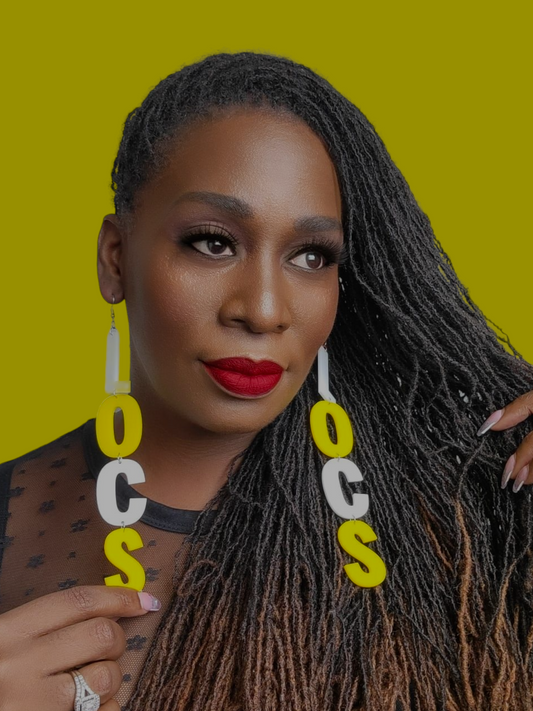 LVS Merch White & Yellow Arylic Loc Earrings