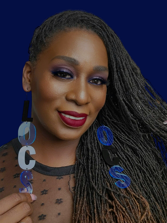 LVS Merch Black & Transparent Blue Arylic Loc Earrings