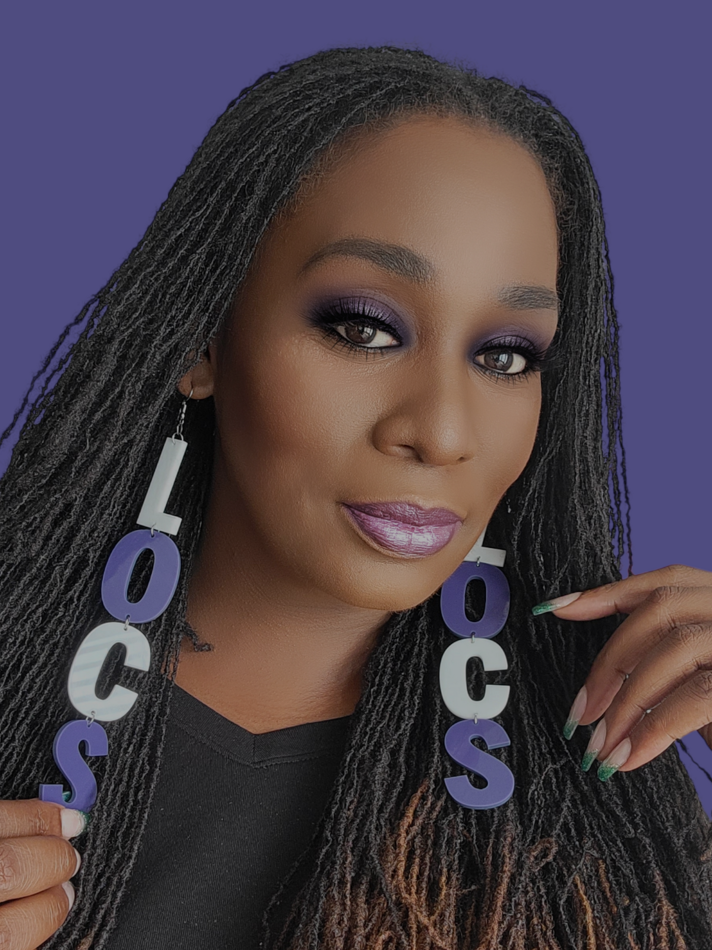 LVS Merch White & Dark Purple Arylic Loc Earrings