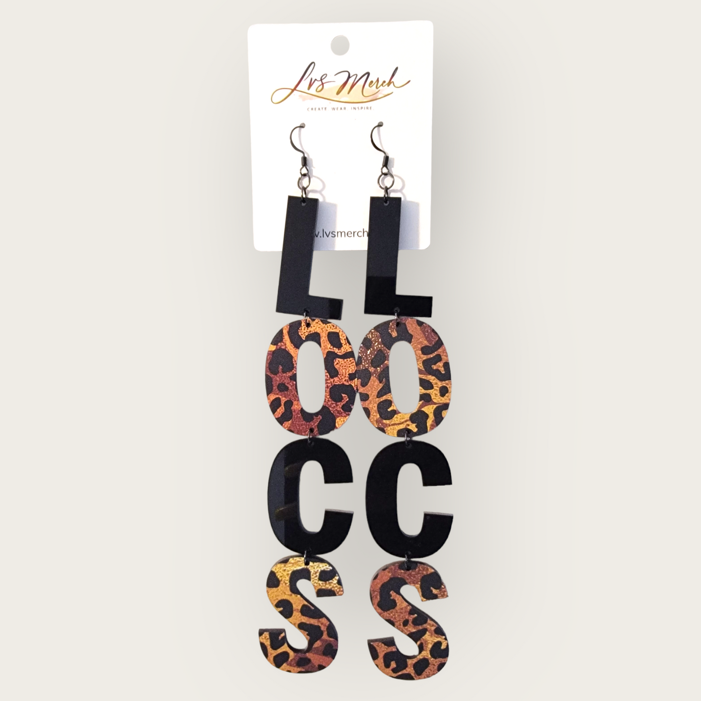 LVS Merch Black & Cheetah Print Arylic Loc Earrings