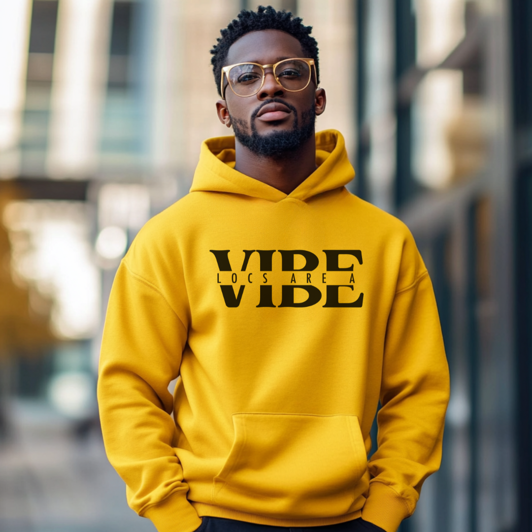 Locs Are A Vibe Hoodie- Black Glitter 0r Plain Black Print