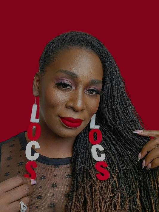 LVS Merch White & Red Arylic Loc Earrings